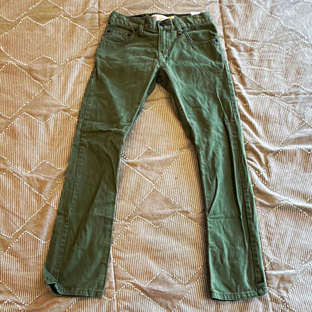 Levi's Green Slim Fit Denim Jeans Teens Regular Mid Rise Button 5-Pocket